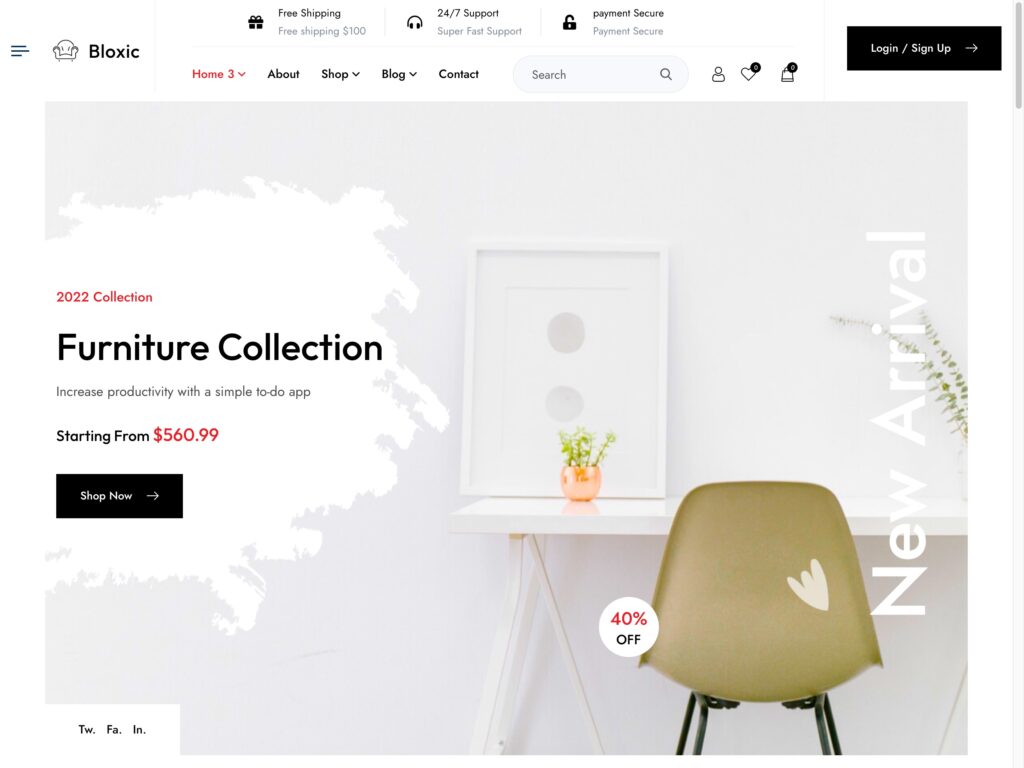 Furniture Shop Web Template - Elegant Online Store Demo